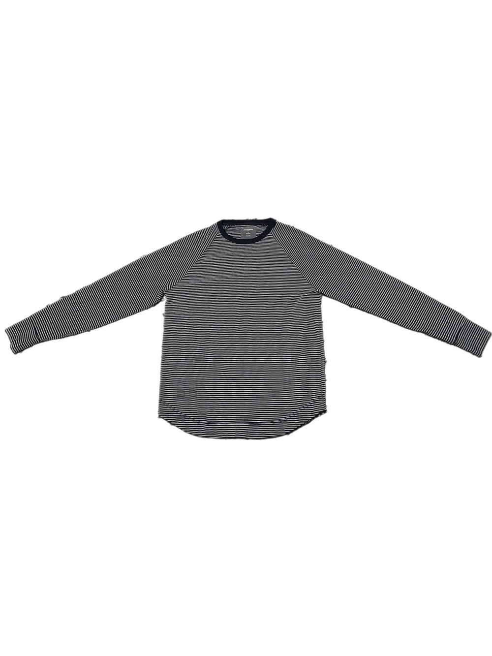 NWOT M Bonobos Slim Fit 100% Cotton Black and White Striped Long-Sleeve Crewneck